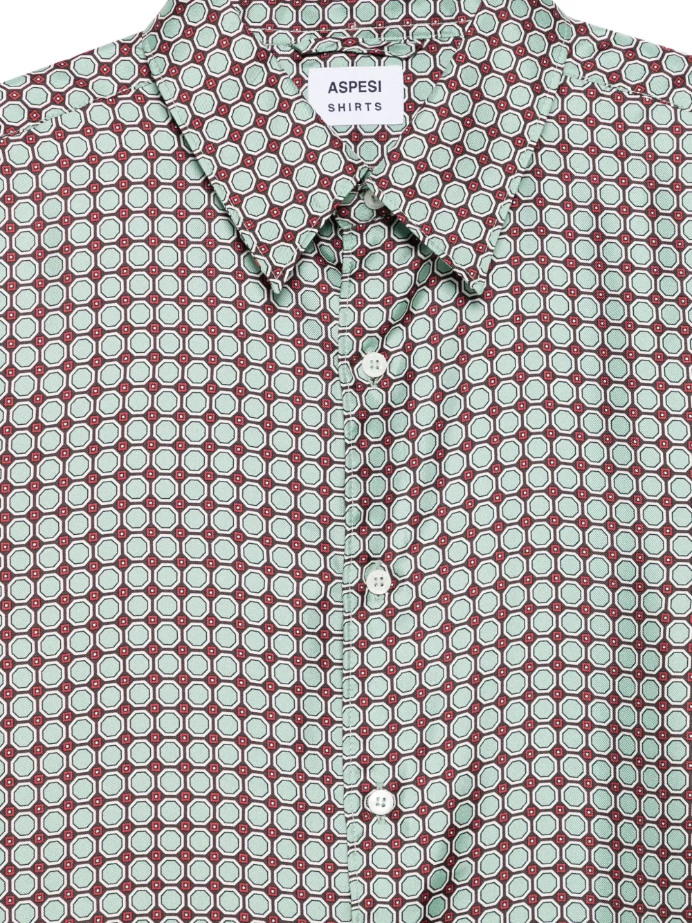 ASPESI Zijden overhemd met geometrische print Groen
