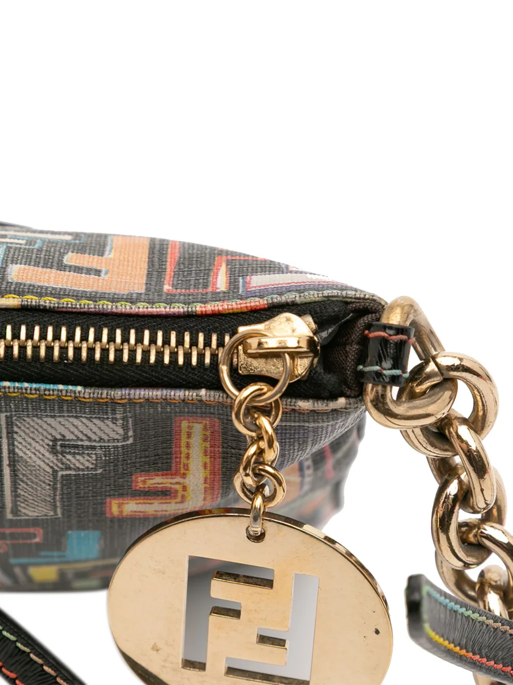 Pre-owned Fendi 2010-2025 Multicolor Zucca Spalmati Forever Crossbody Bag In Black