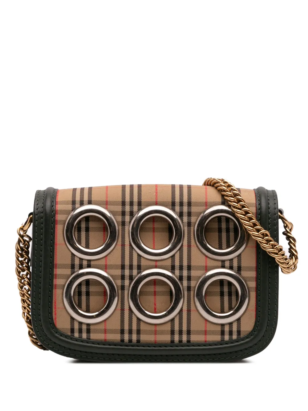 Burberry Pre-Owned 2000-2017 1983 Knight Check Canvas and Smooth Calfskin Grommet Chain crossbody bag | Brown | Image 1
