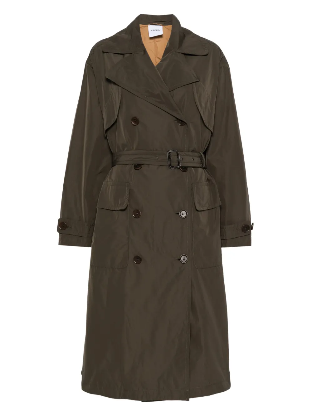ASPESI belted double-breasted coat | Green | Image 1