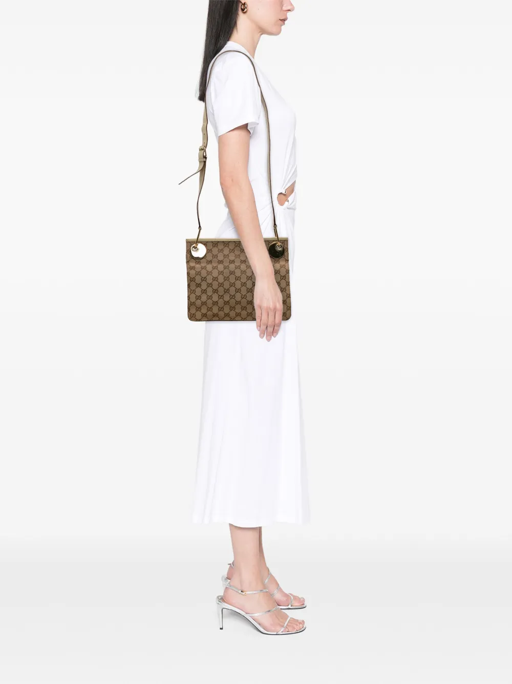Pre-owned Gucci 2000-2015 Gg Canvas Eclipse Crossbody Bag In Brown