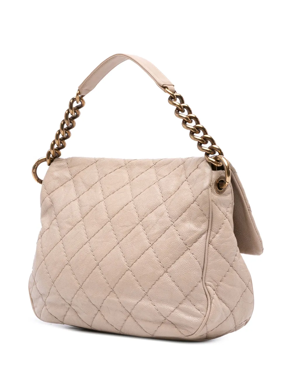 Pre-owned Chanel 2012-2013 Medium Quilted Caviar Coco Pleats Messenger Flap Satchel In Brown
