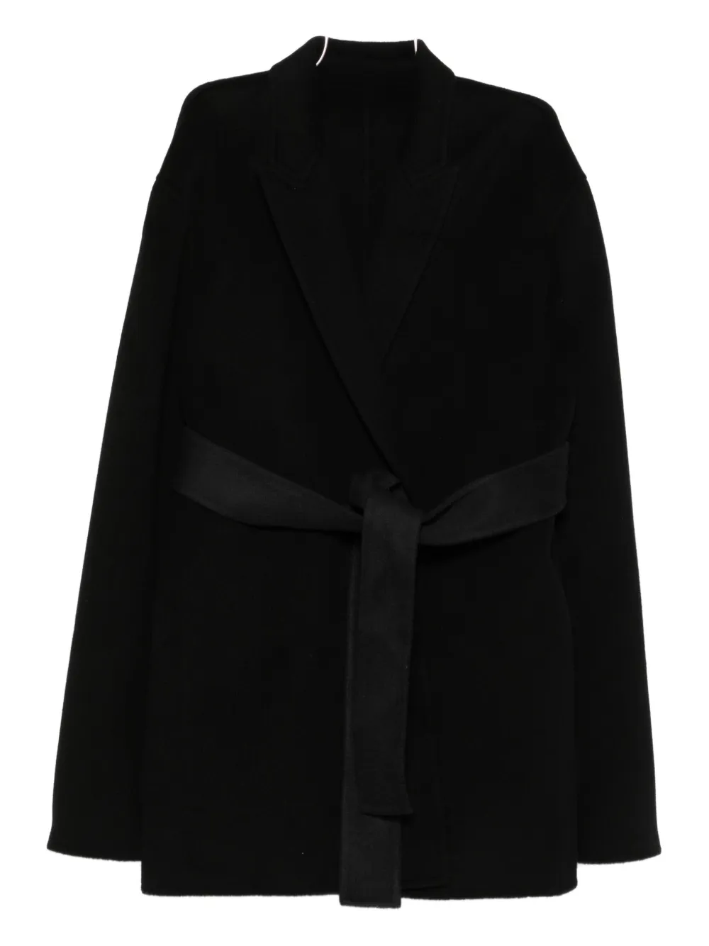 Alberta Ferretti Belted-wrap Long-sleeves Coat In Black