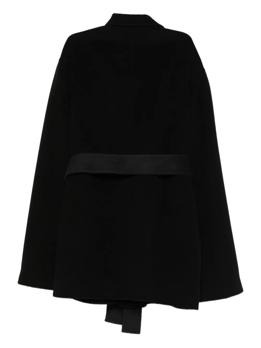Alberta Ferretti Belted-wrap Long-sleeves Coat In Black