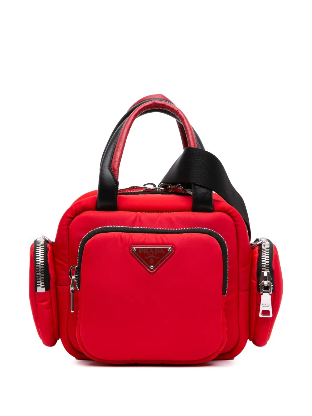 Prada Pre-Owned 2013-2025 テスート ポケット トップハンドル カーゴバッグ サッチェルバッグ - レッド Prada Pre-Owned 2013-2025 テスート ポケット トップハンドル カーゴバッグ サッチェルバッグ - レッド