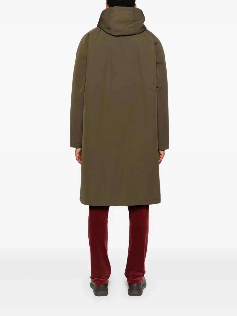 Aspesi Corduroy-trim Hooded Coat In Green