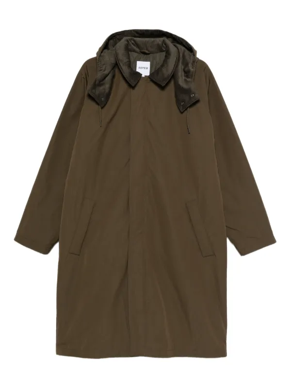 ASPESI Corduroy-trim Hooded Coat in Green