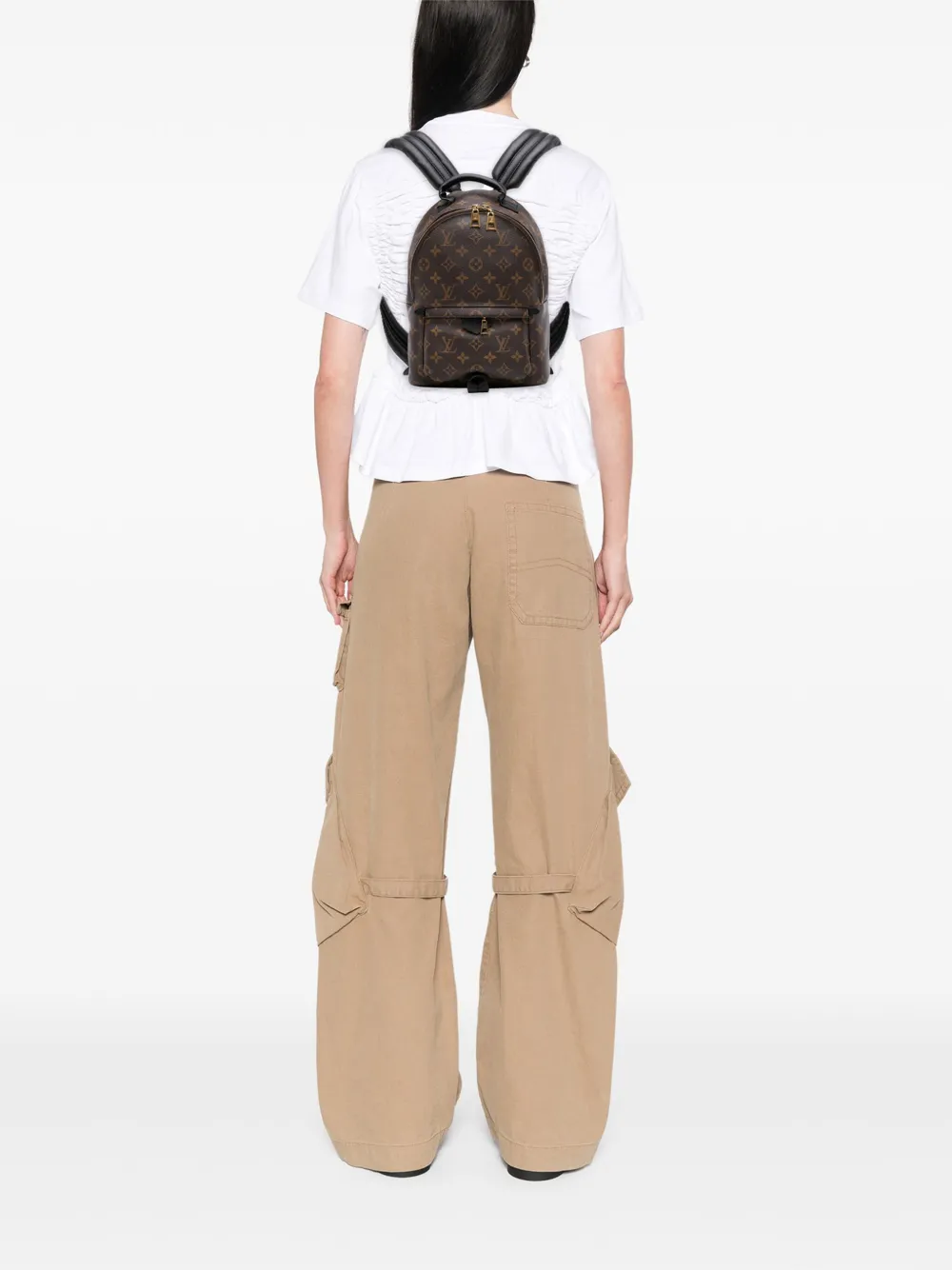 Pre-owned Louis Vuitton 2016 Monogram Palm Springs Pm Backpack In Brown