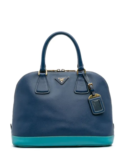Prada Pre-Owned 2000-2025 zweifarbige Saffiano Lux Promenade Dome Handtasche