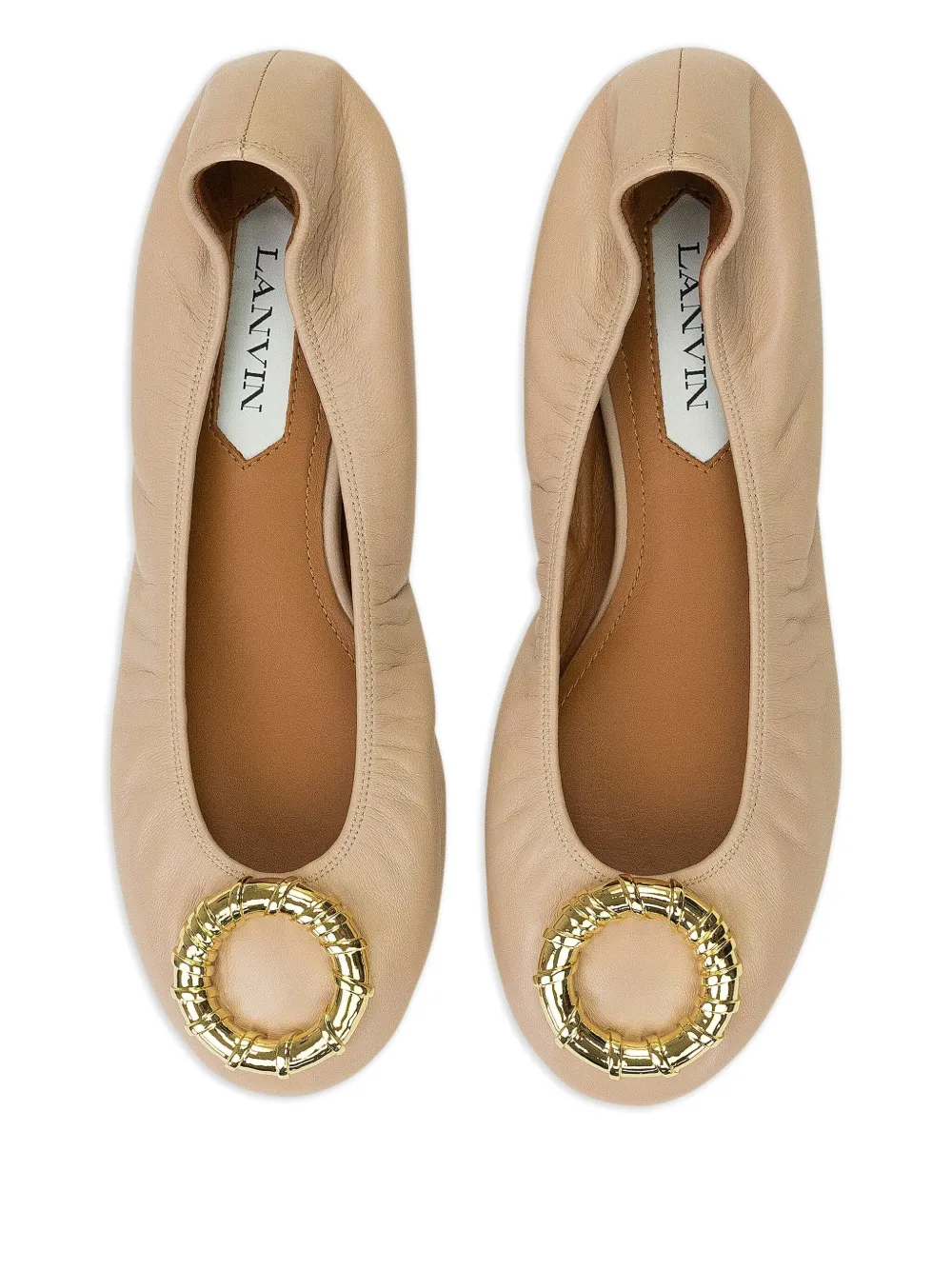 Lanvin Leren ballerina's met ringdetail Beige