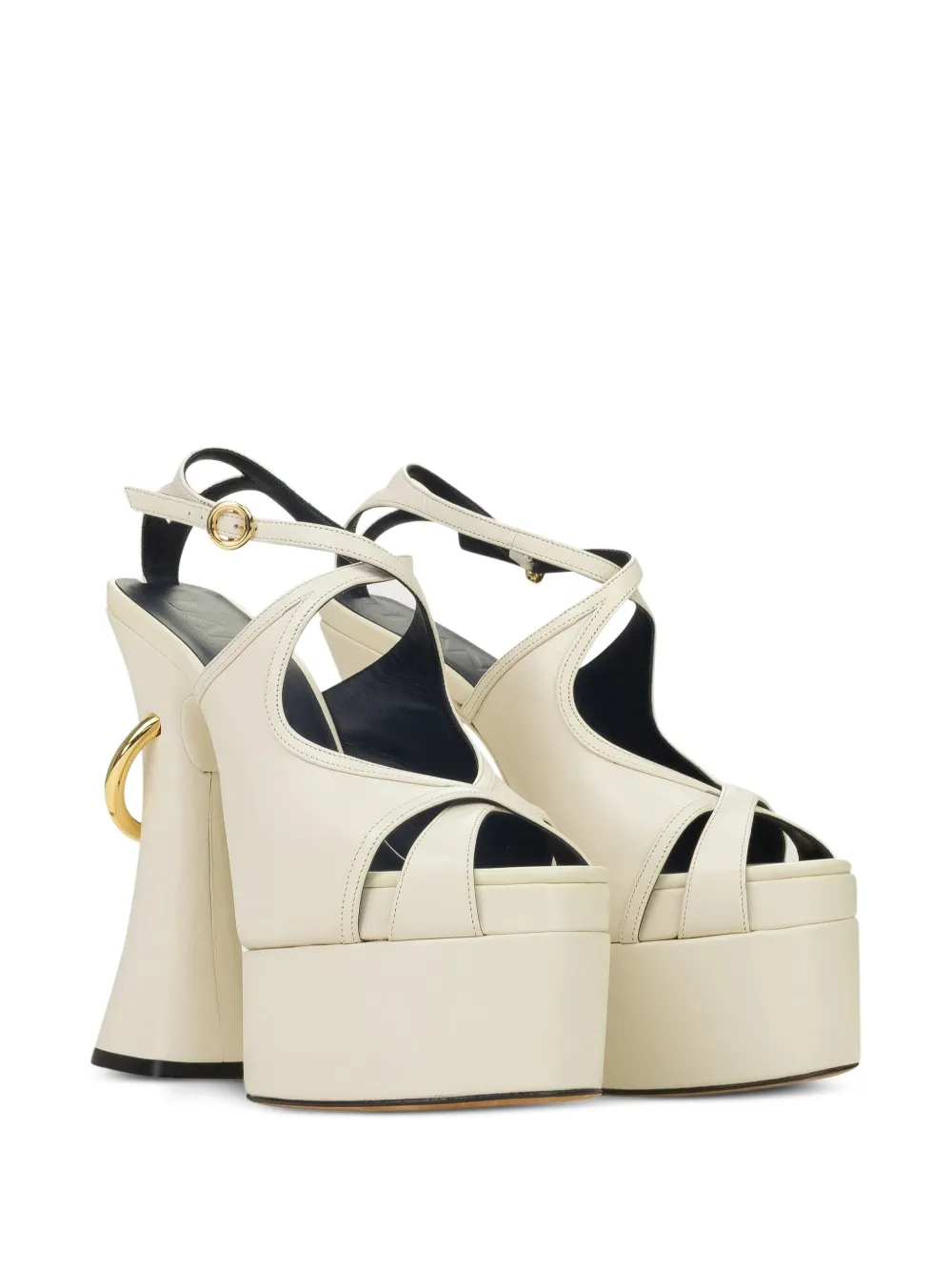 Lanvin 105 mm sandalen met plateauzool en ringdetail Beige
