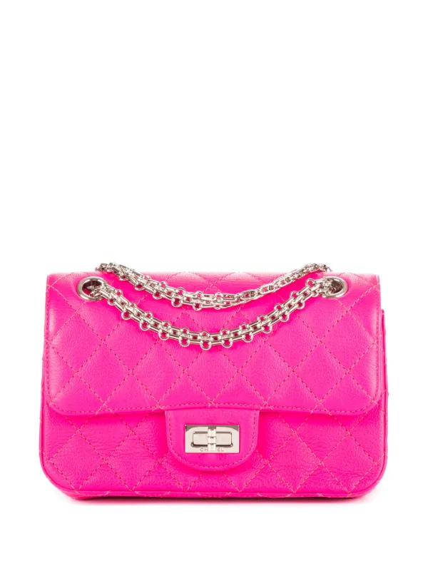 Chanel Pre-owned 2.55 Mini 224 Double Flap Shoulder Bag in Pink