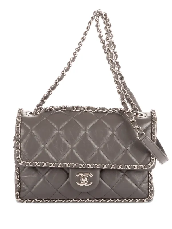 Chanel Pre-owned Chain-around Single Flap Shoulder Bag in Grey