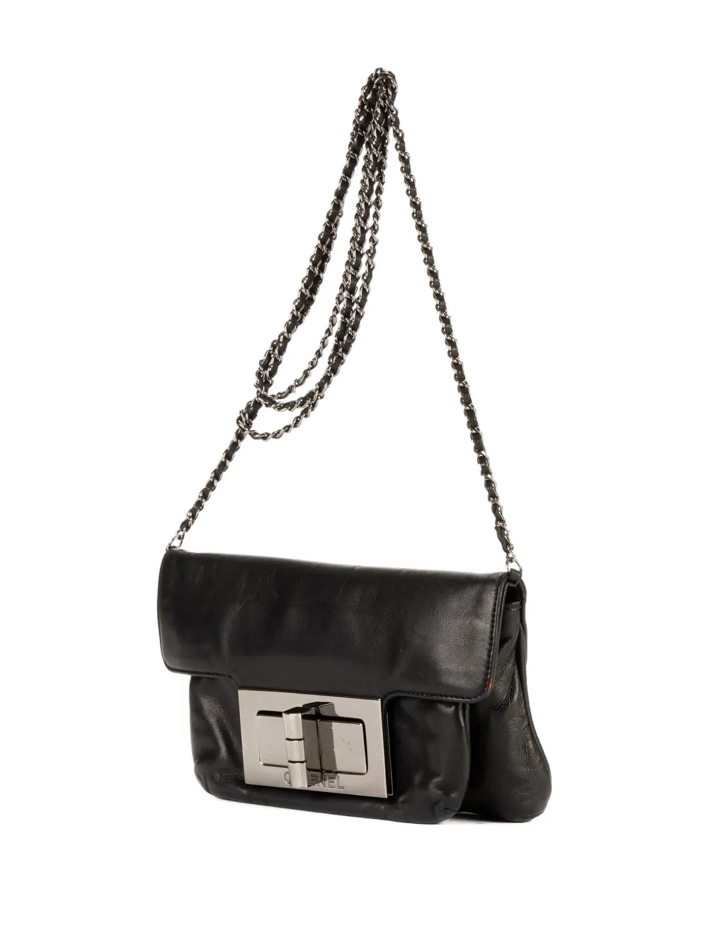 Chanel Pre-owned Giant Lock Reissue Mademoiselle Flap Shoulder Bag in Black, view 3