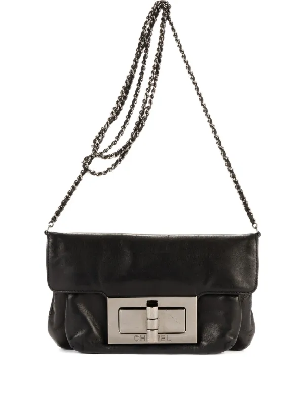 Chanel Pre-owned Giant Lock Reissue Mademoiselle Flap Shoulder Bag in Black