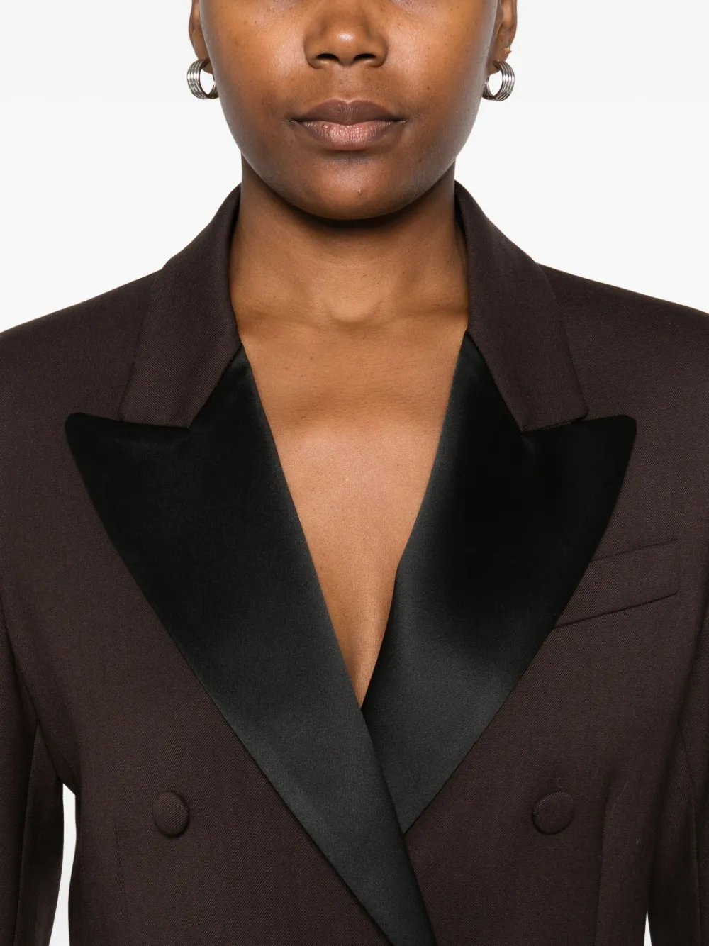 P.a.r.o.s.h Double-breasted Satin-lapel Blazer In Brown
