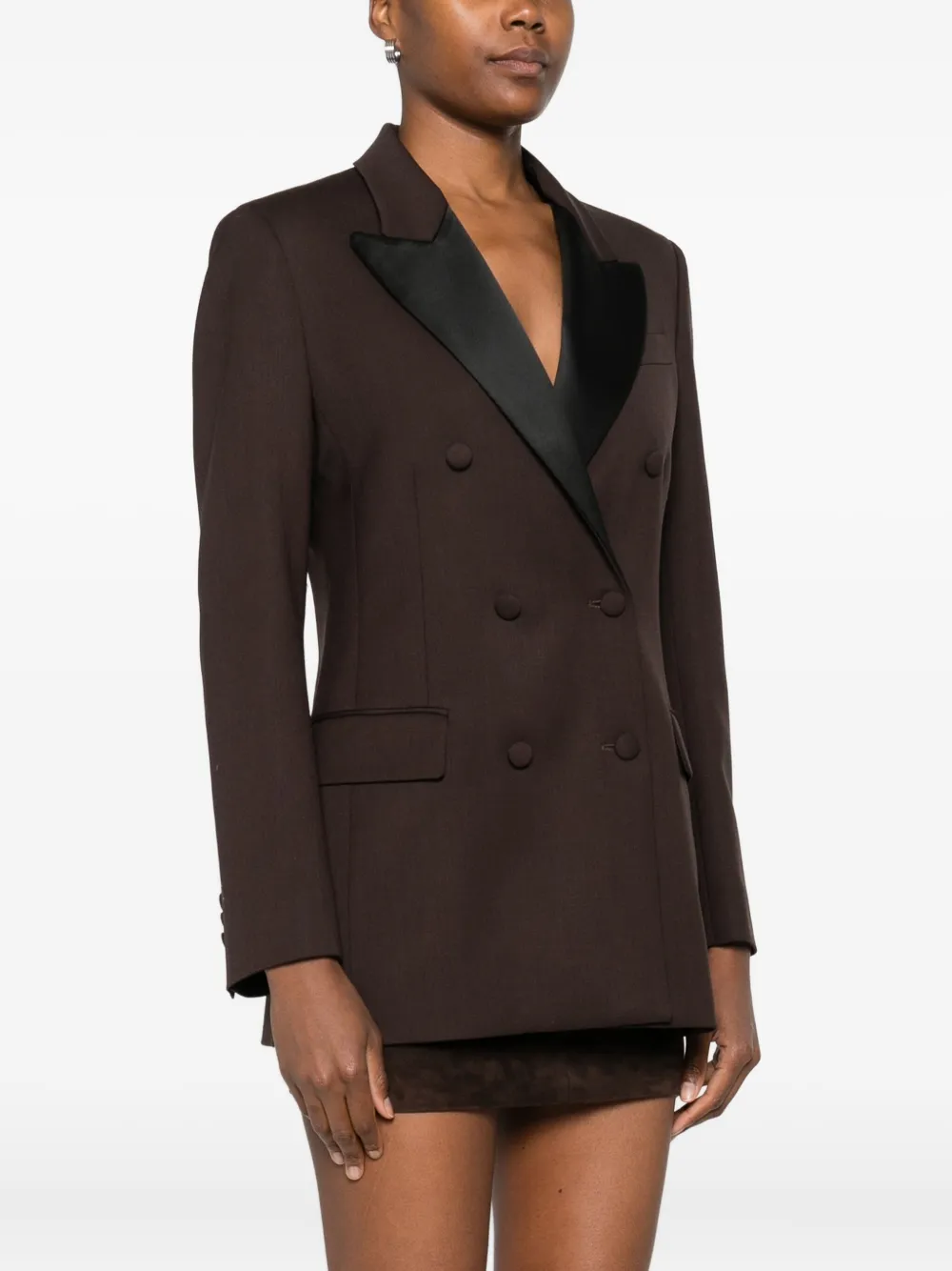 P.a.r.o.s.h Double-breasted Satin-lapel Blazer In Brown