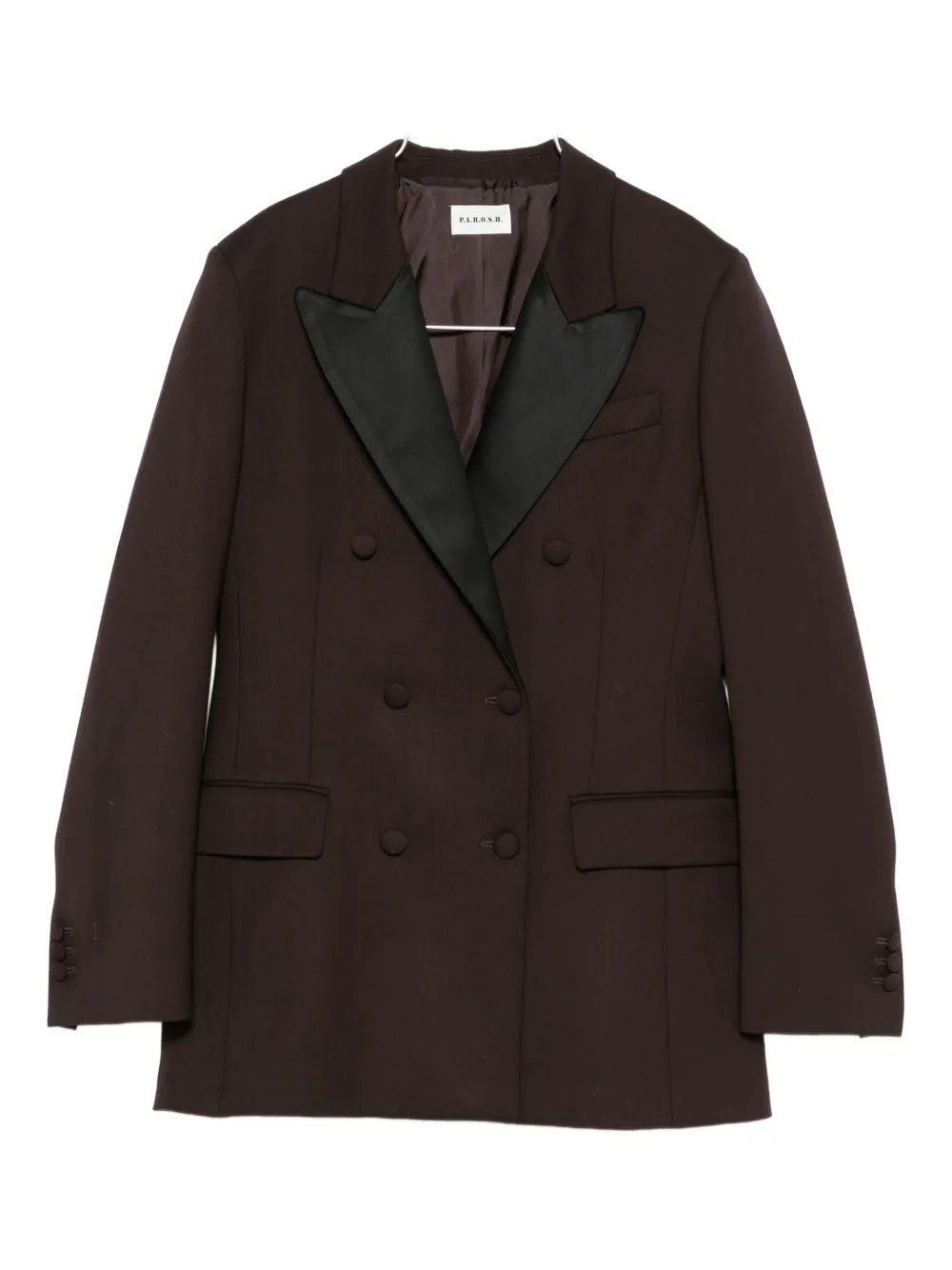 P.A.R.O.S.H. double-breasted satin-lapel blazer | Brown | Image 1