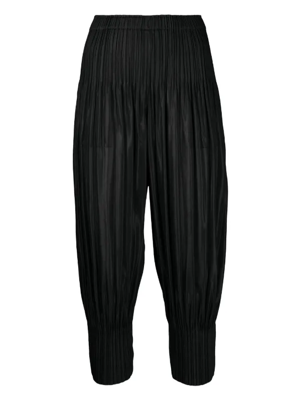 Pleats Please Issey Miyake pleated-panel Trousers | Black | FARFETCH