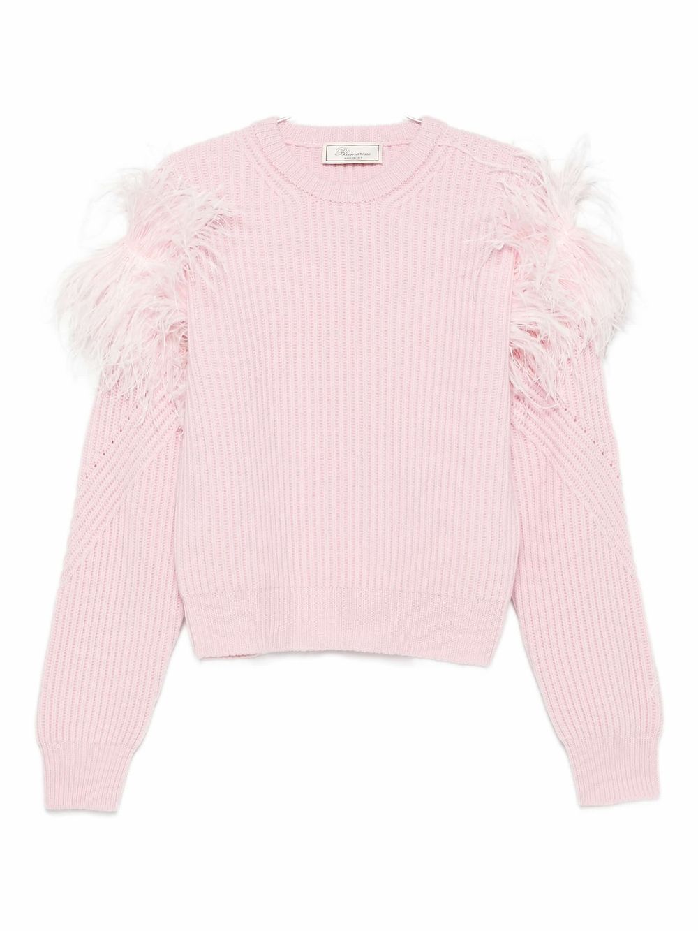 Blumarine feather-detail ribbed sweater | Pink | Image 1