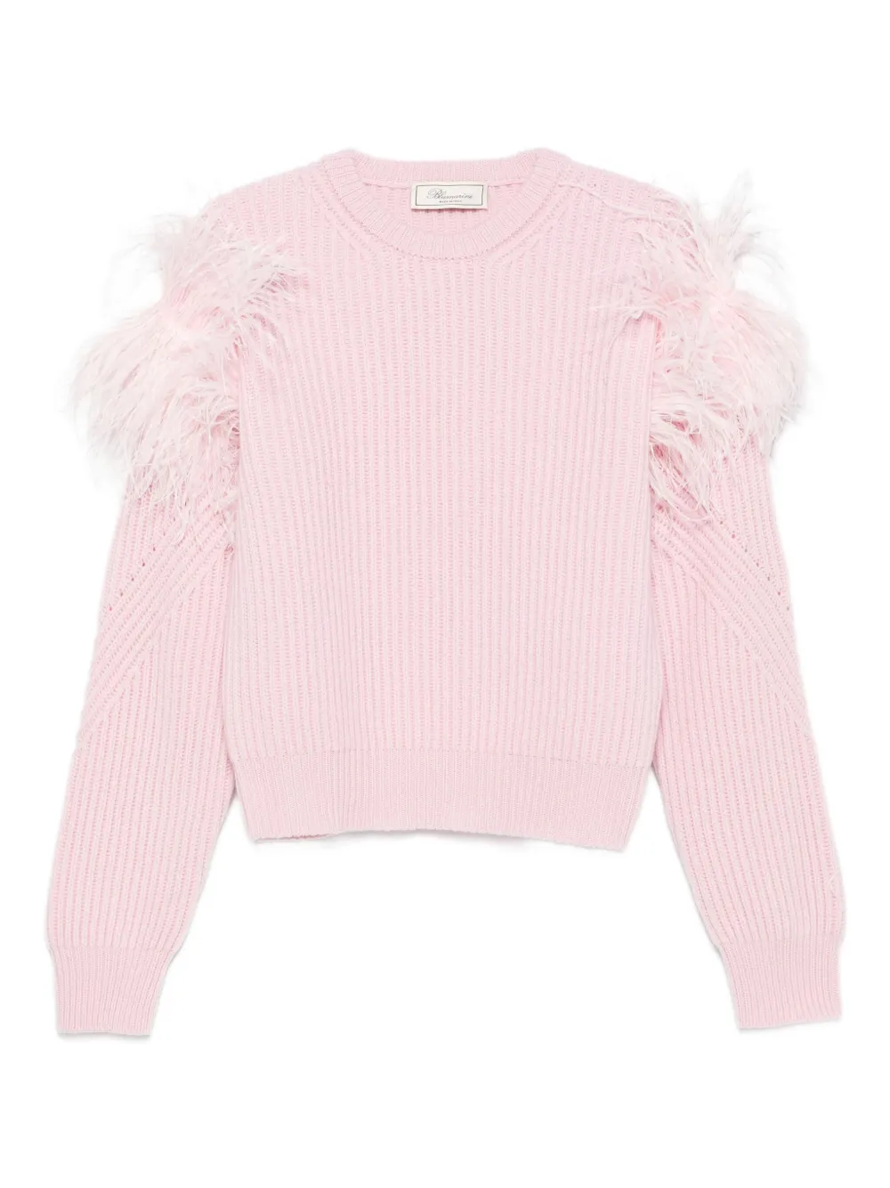 Blumarine Gerippter Pullover mit Federdetail | Rosa | Image 1