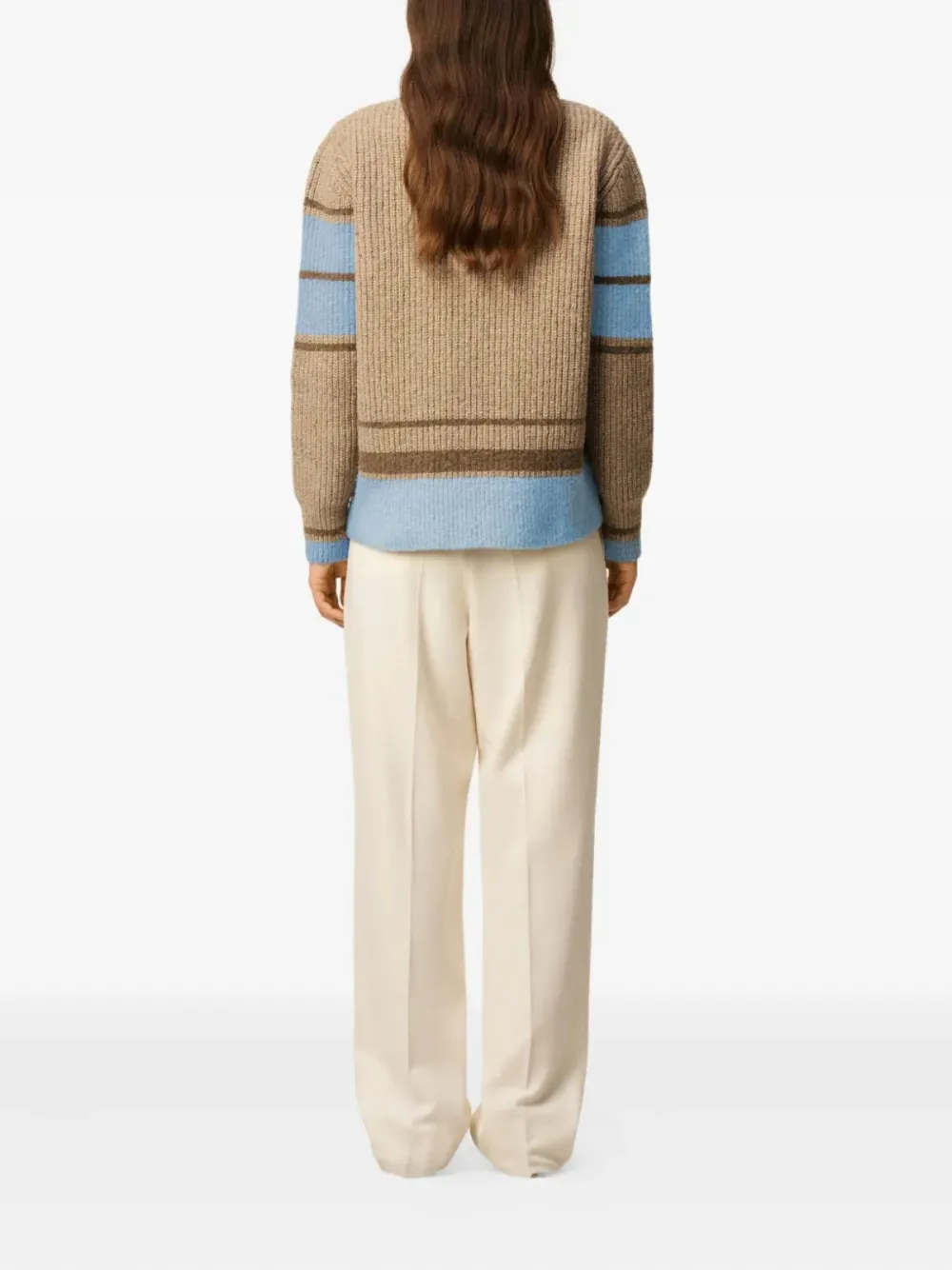 AMI Paris Gestreepte trui met logo Beige