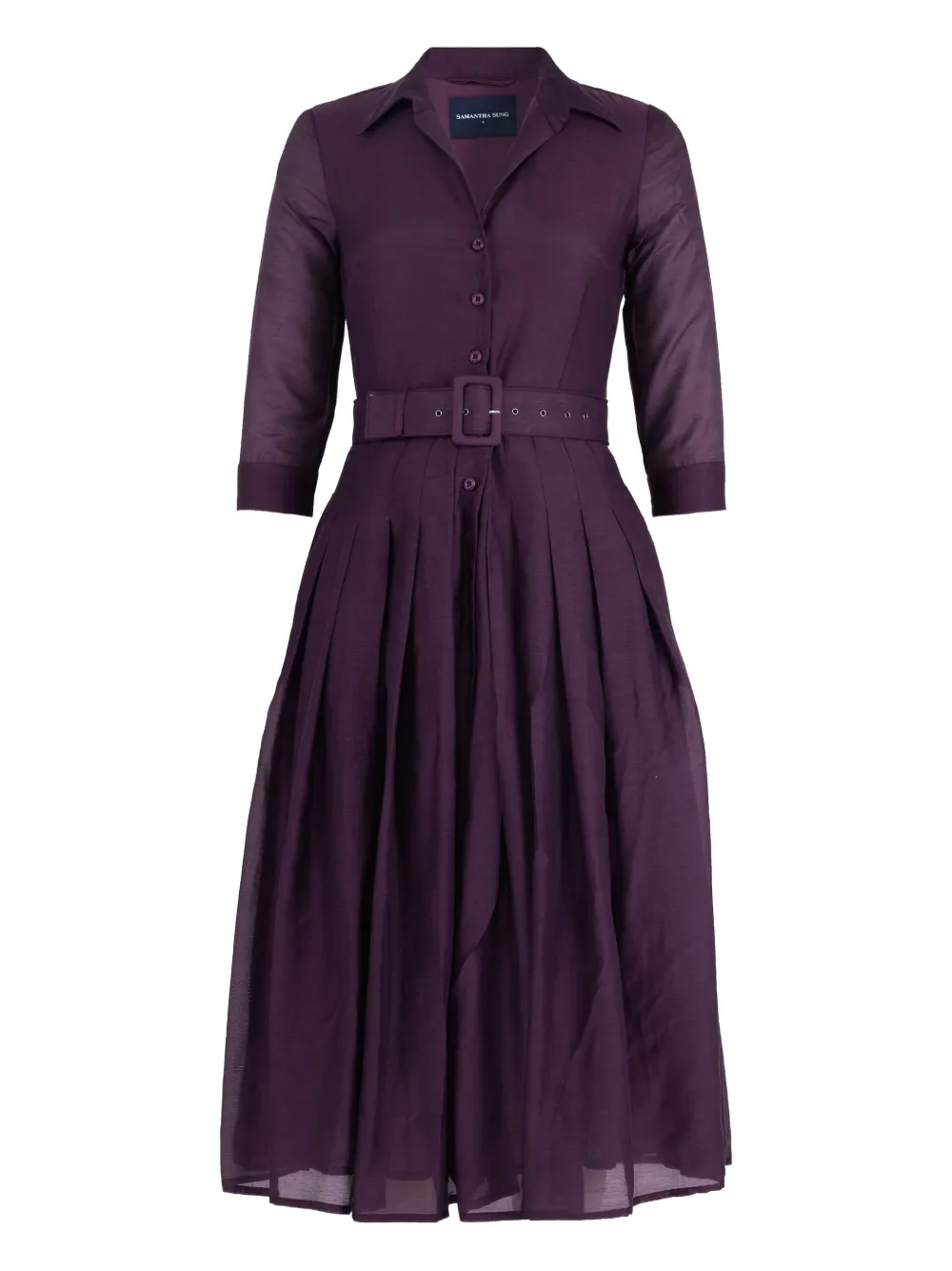 Samantha Sung Audrey pleated belted midi dress | Purple | Image 1