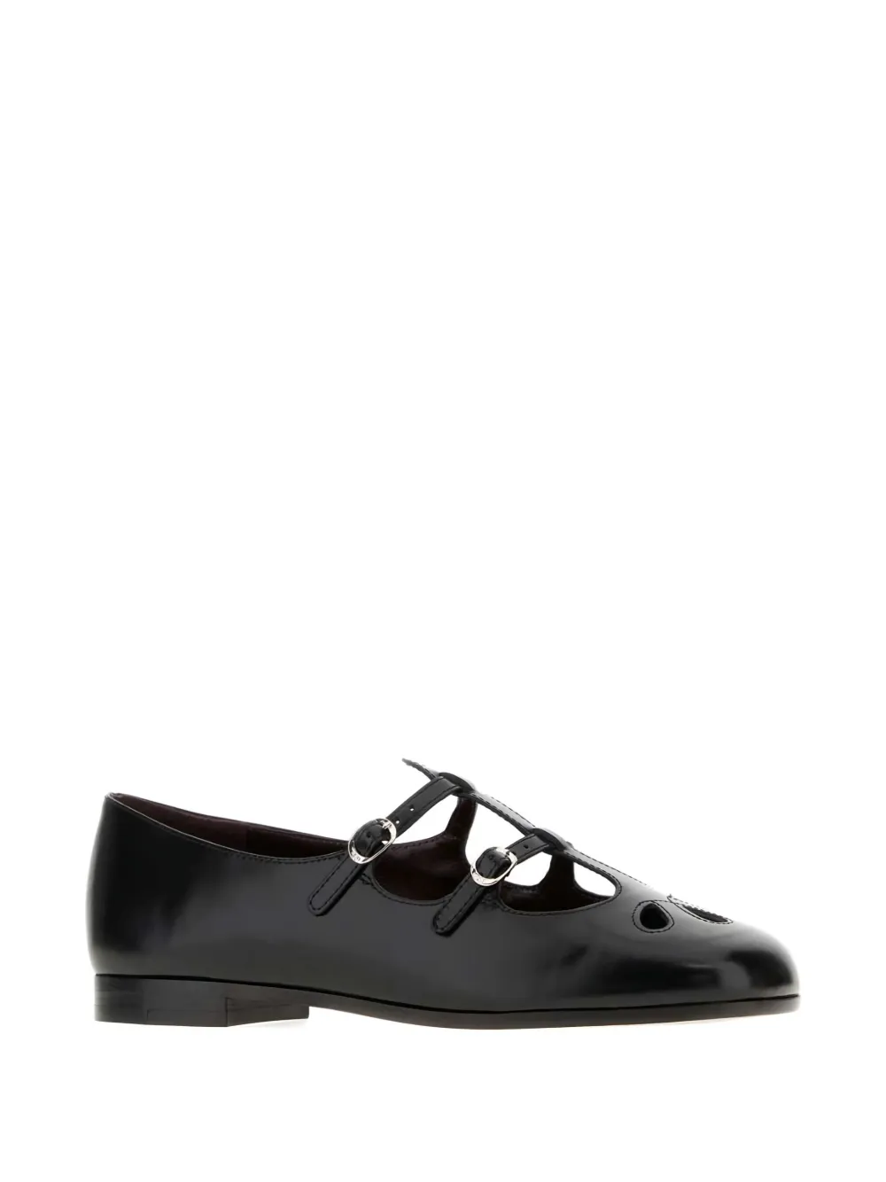 Tory Burch leather buckle flat pumps Black