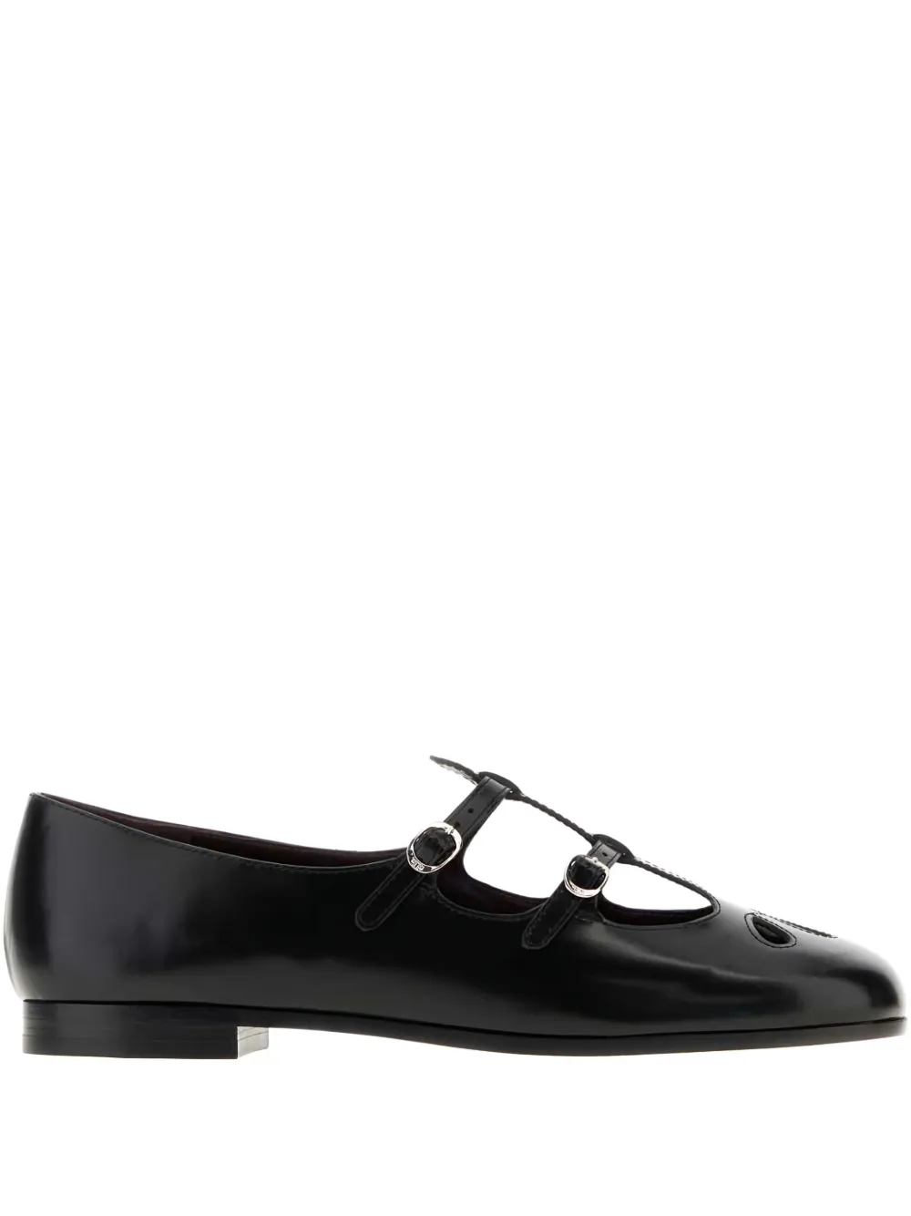 Tory Burch Leather Buckle Flat Pumps In Black