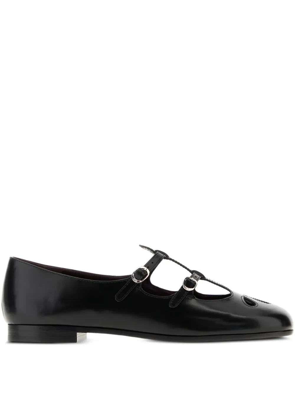 Tory Burch leather buckle flat pumps Black