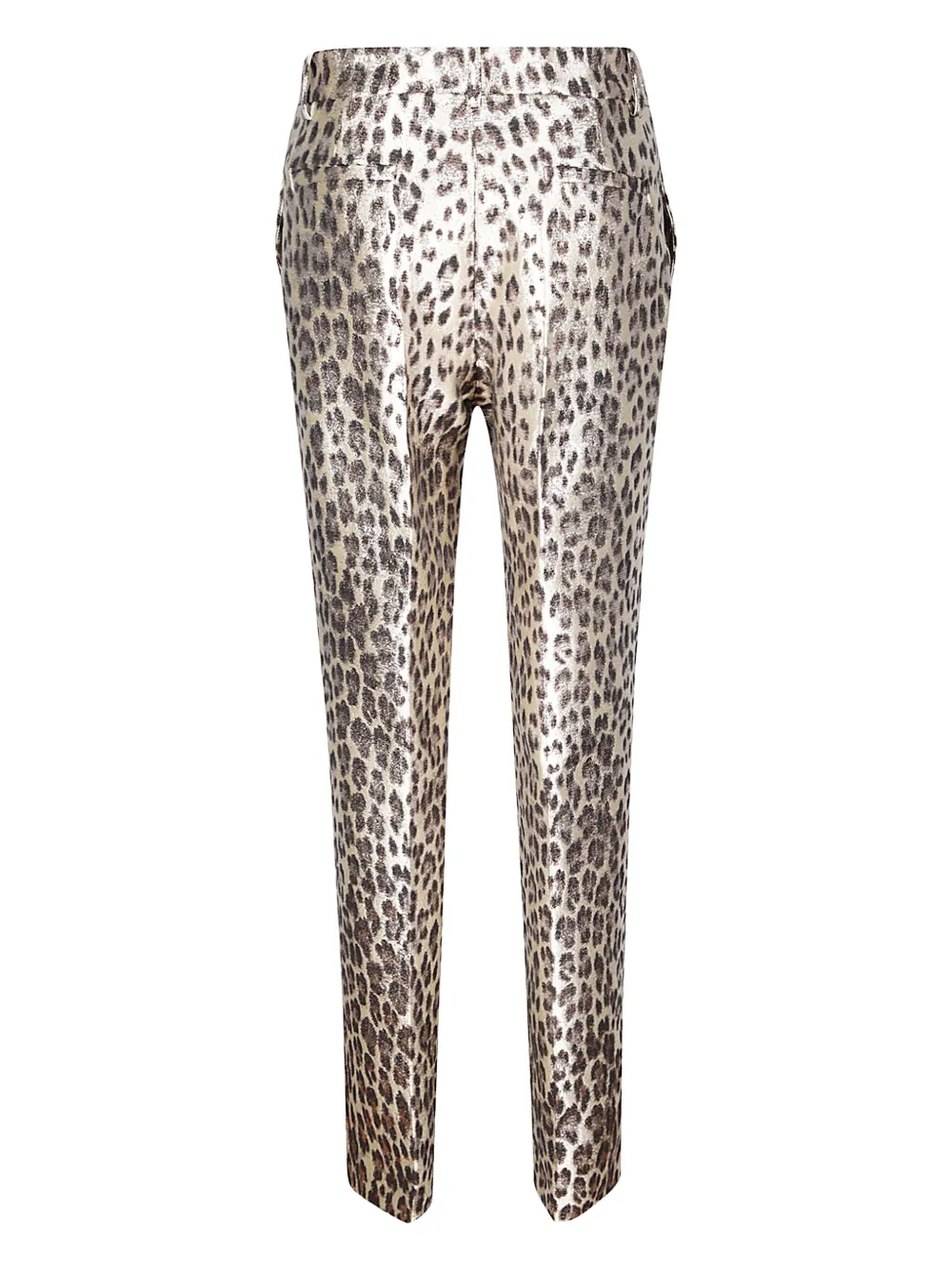 P.A.R.O.S.H. leopard-print metallic-effect straight trousers - Beige