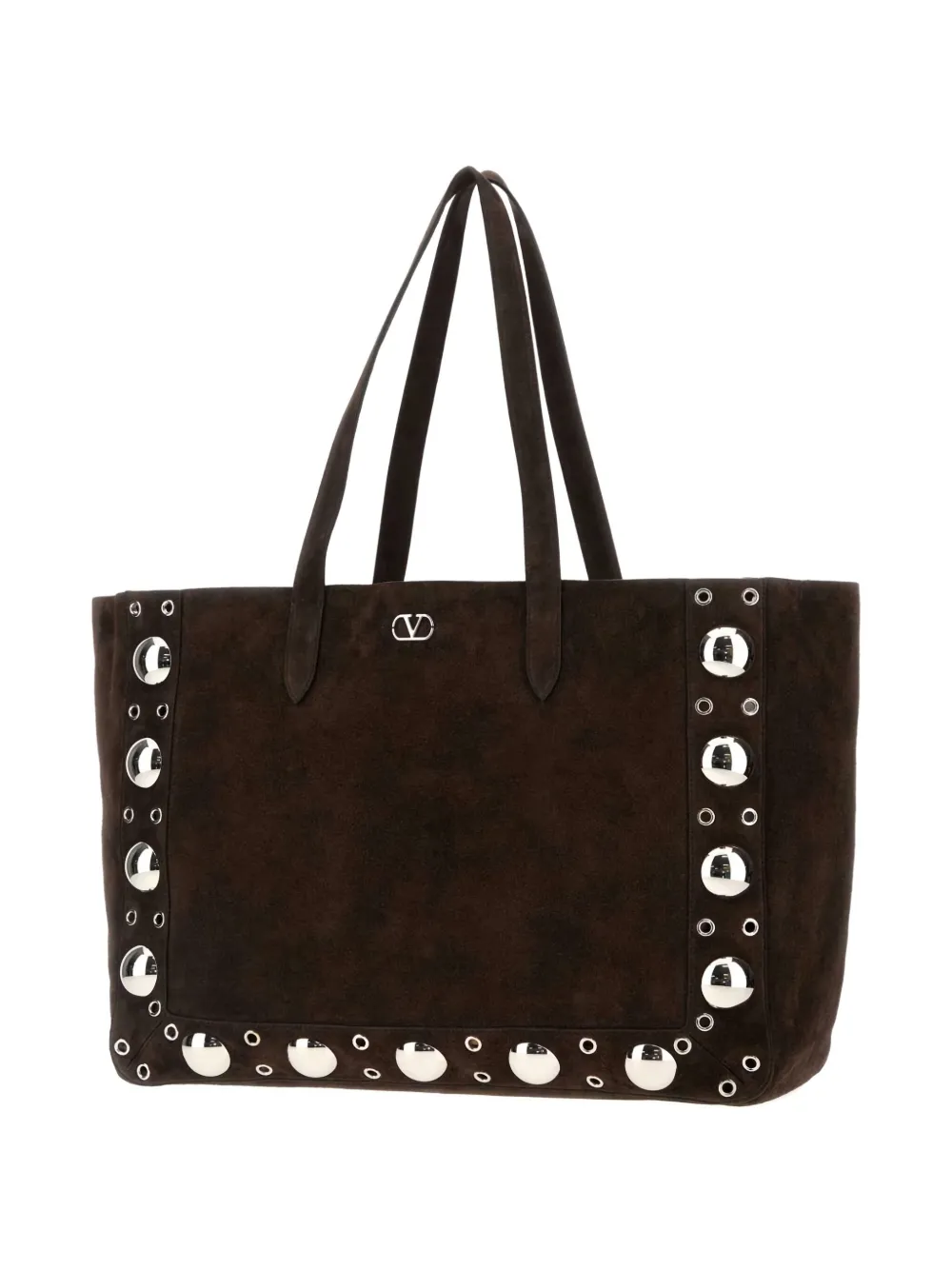 Valentino Nellcôte Eyelet Suede Tote Bag In Brown