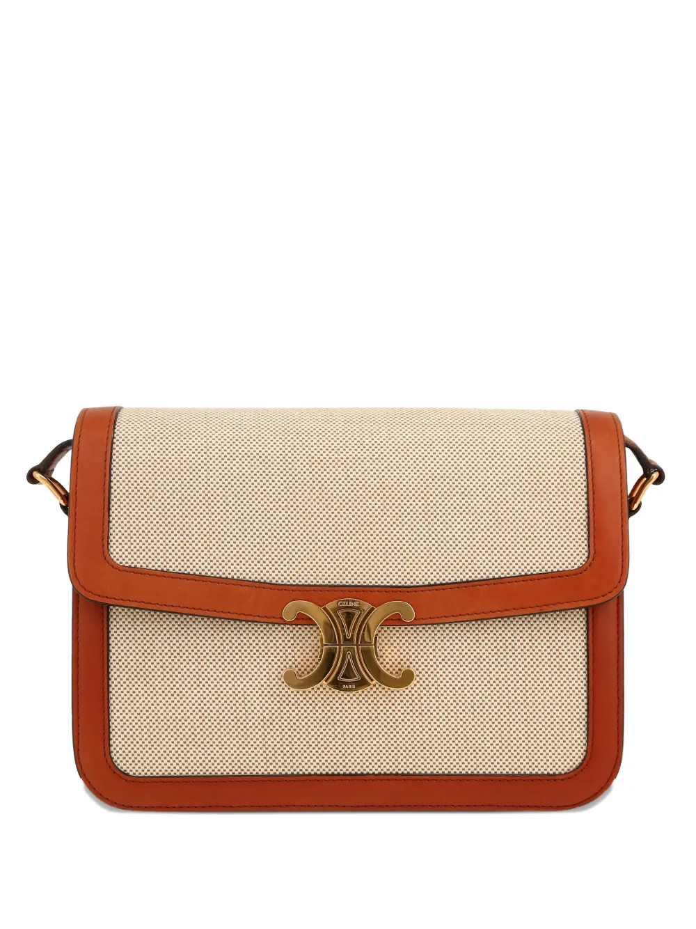 Celine Pre-Owned Triomphe leather-trimmed shoulder bag - ニュートラル Celine Pre-Owned Triomphe leather-trimmed shoulder bag - ニュートラル