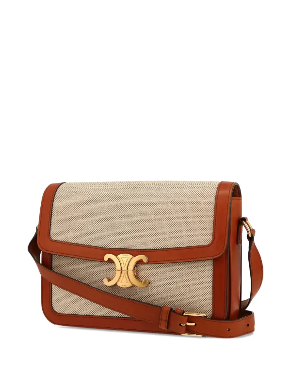 Celine Pre-Owned Triomphe leather-trimmed Shoulder Bag | Neutrals