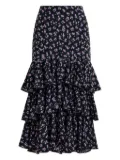 Essentiel Antwerp floral-print tiered ruffle skirt - Black