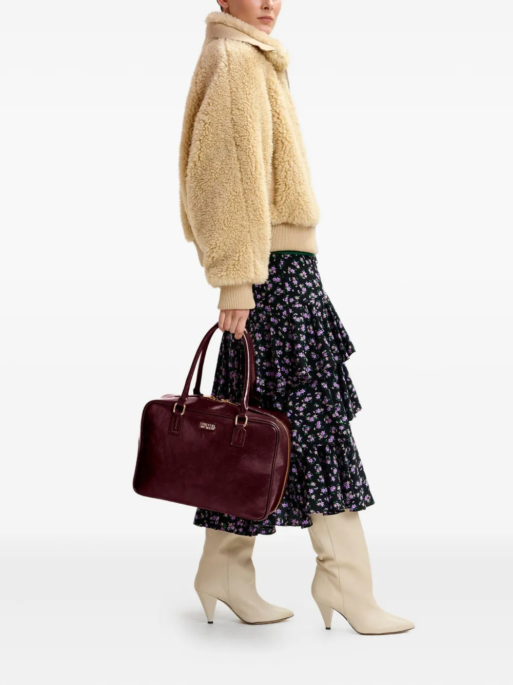 Essentiel Antwerp Floral-print Tiered Ruffle Skirt In Blue