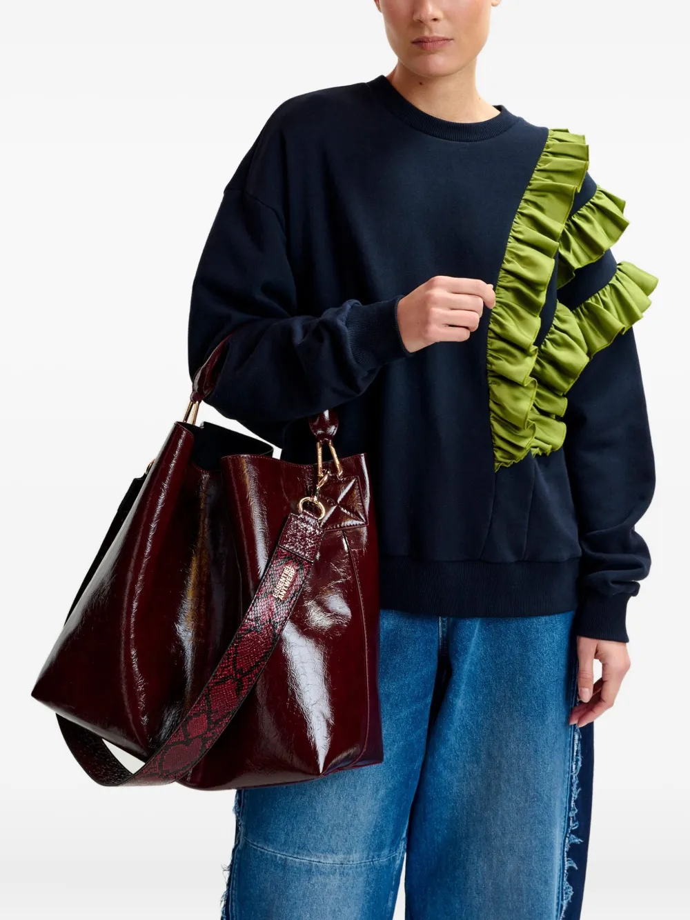 Essentiel Antwerp Sweater met ruches Blauw