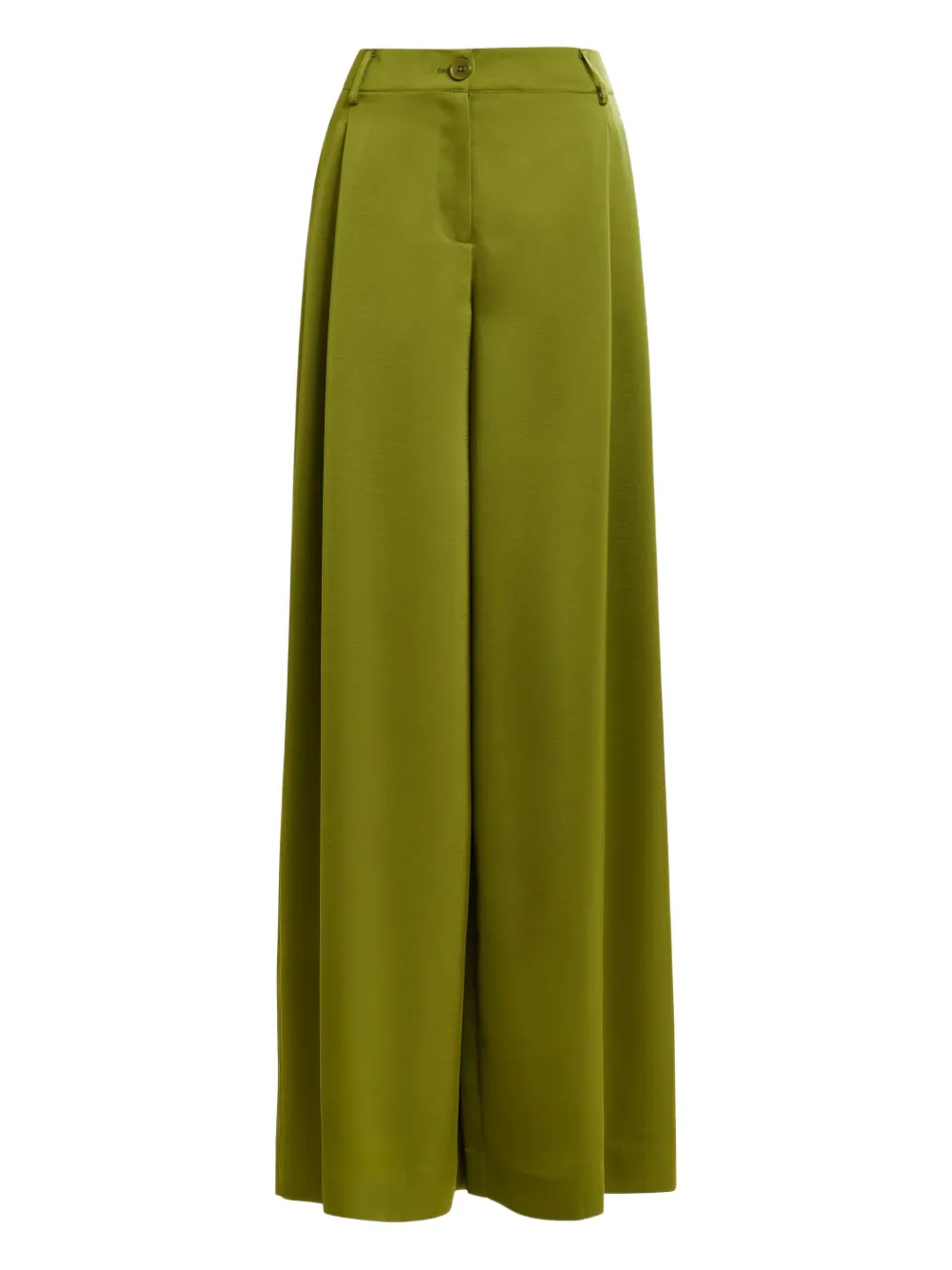 Essentiel Antwerp Ixie Pleated Satin-effect Palazzo Pants In Green