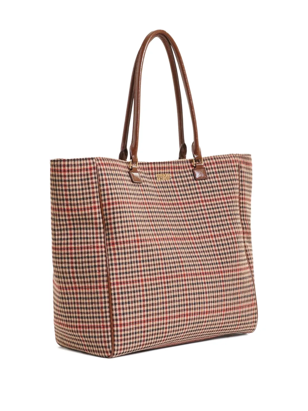 Essentiel Antwerp Inbox Checked-pattern Shoulder Bag In Brown