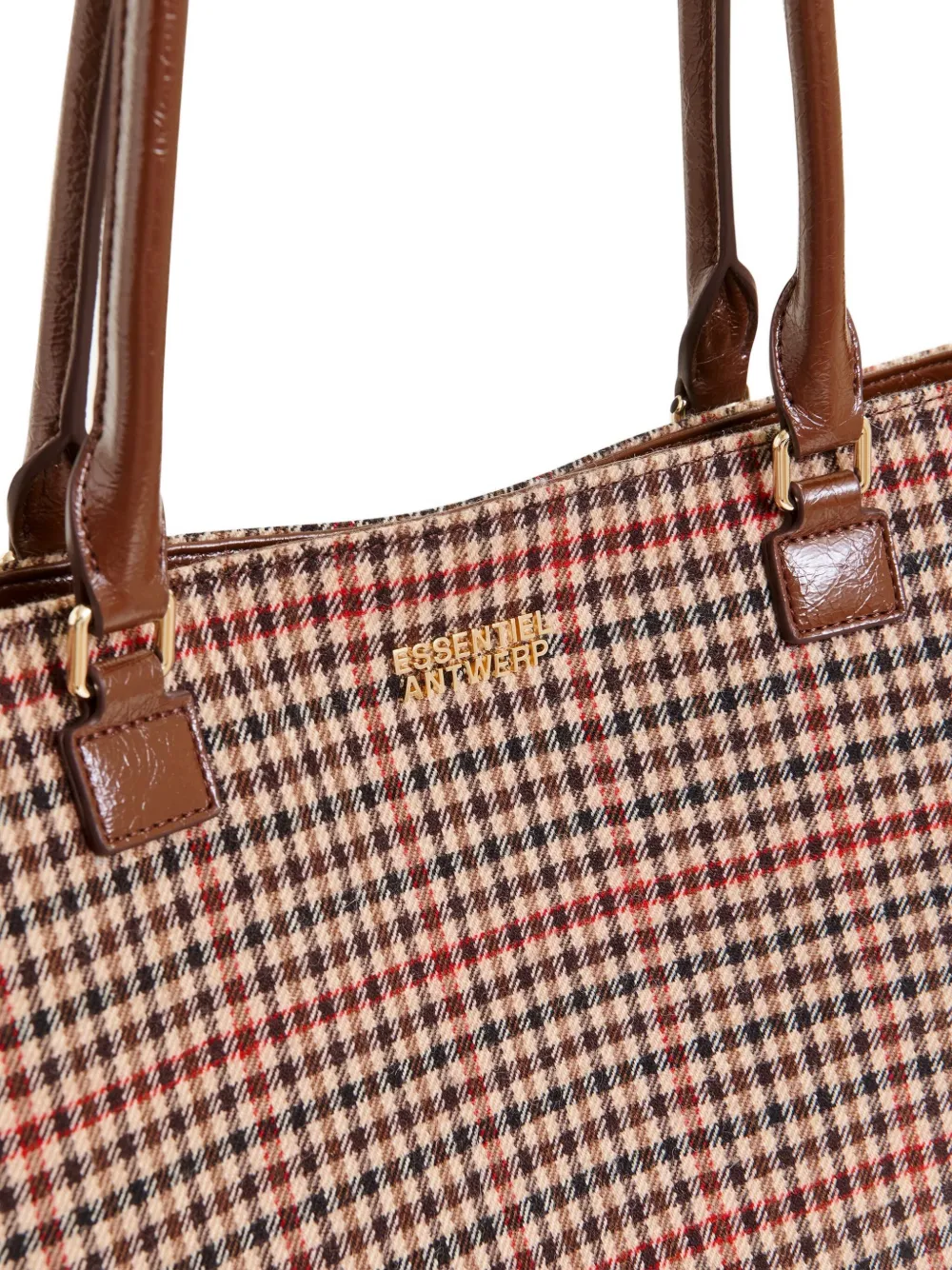 Essentiel Antwerp Inbox Checked-pattern Shoulder Bag In Brown