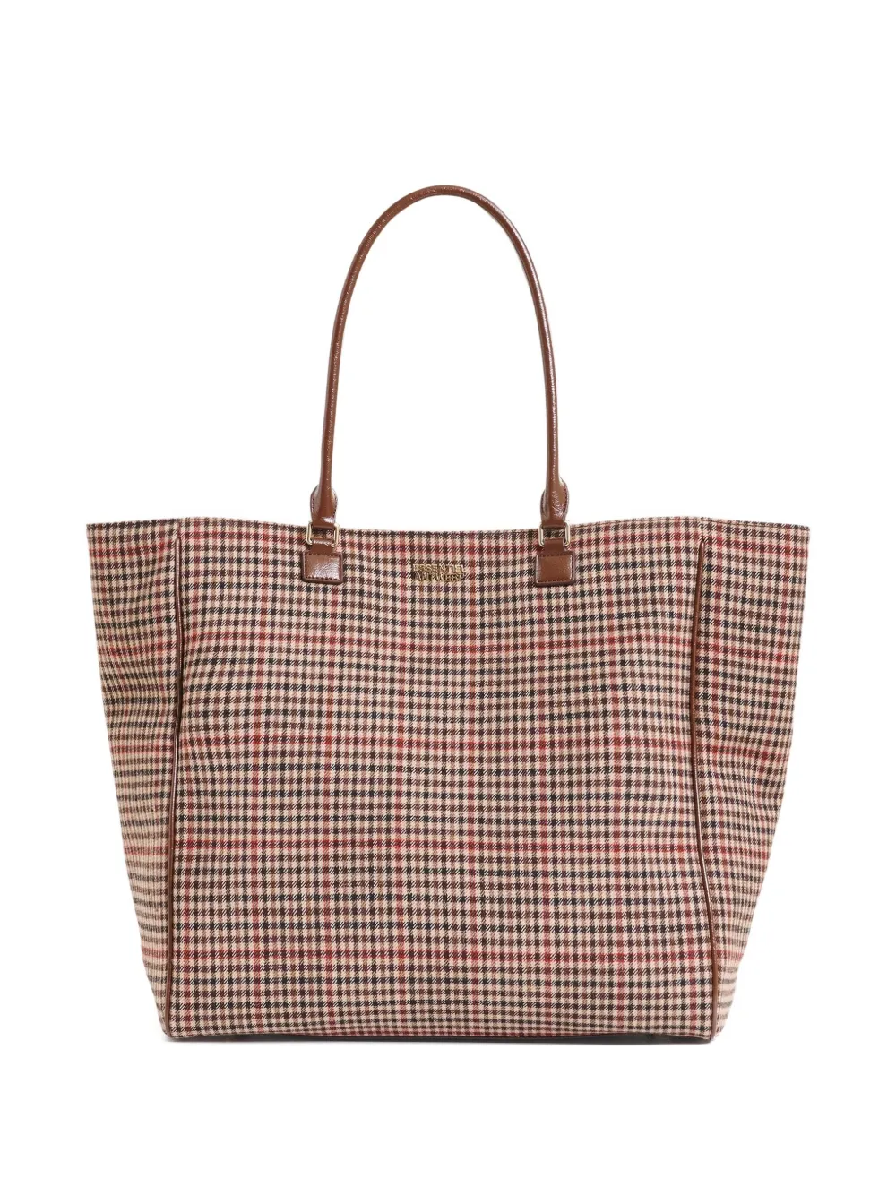 Essentiel Antwerp Inbox Checked-pattern Shoulder Bag In Brown