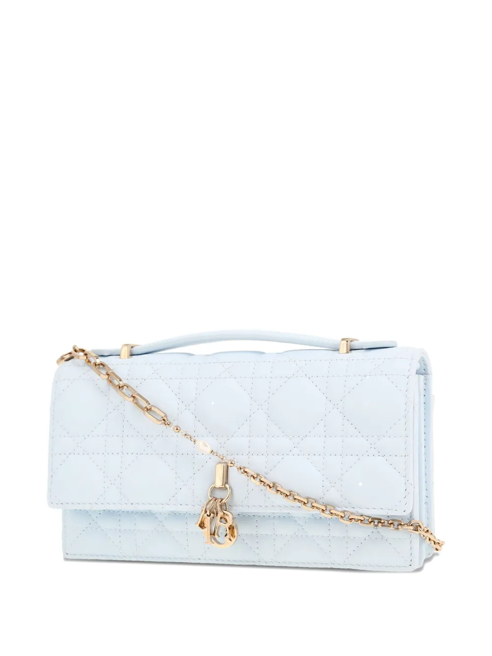 Pre-owned Dior My Cannage-quilting Top-handle Clutch In Blue