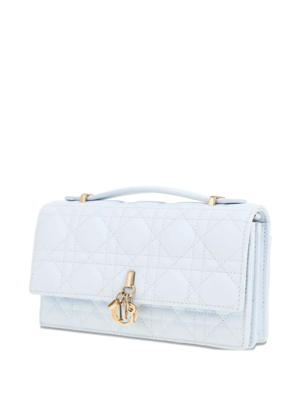 Pre-owned Dior My Cannage-quilting Top-handle Clutch In Blue