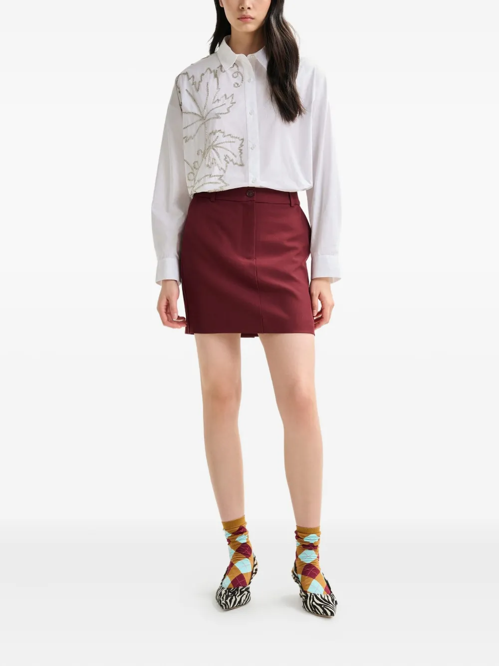 Essentiel Antwerp button-fastening mini skirt - Rood