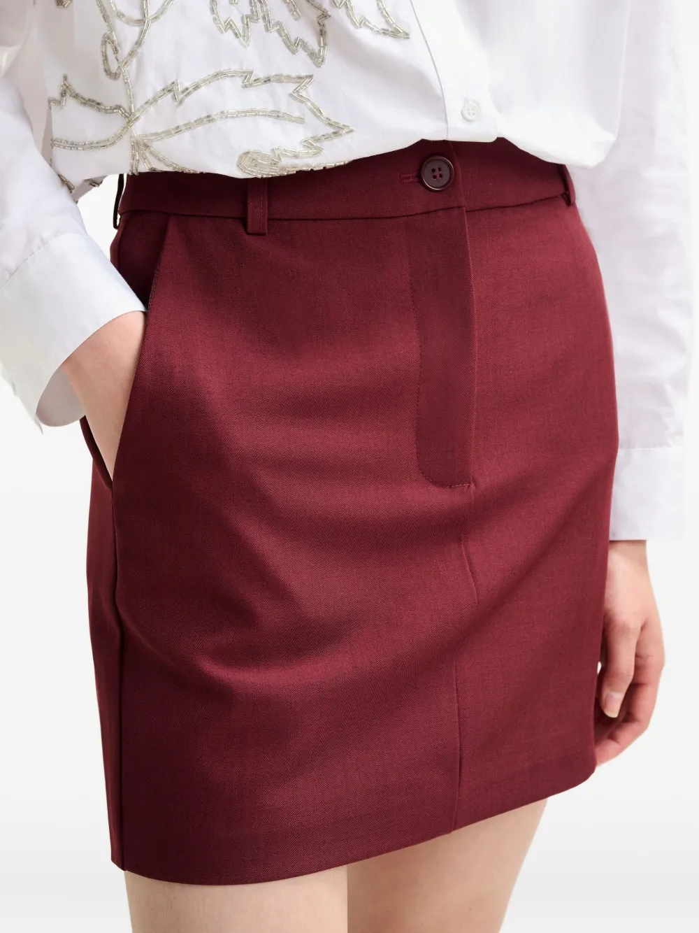 Essentiel Antwerp Button-fastening Mini Skirt In Red