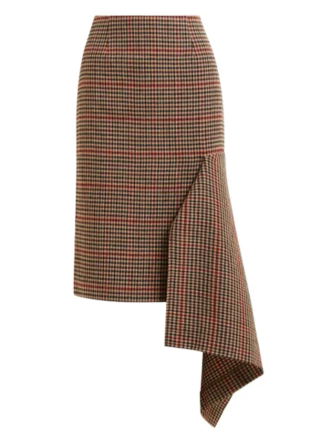 Essentiel Antwerp checked-pattern asymmetric-hem midi skirt