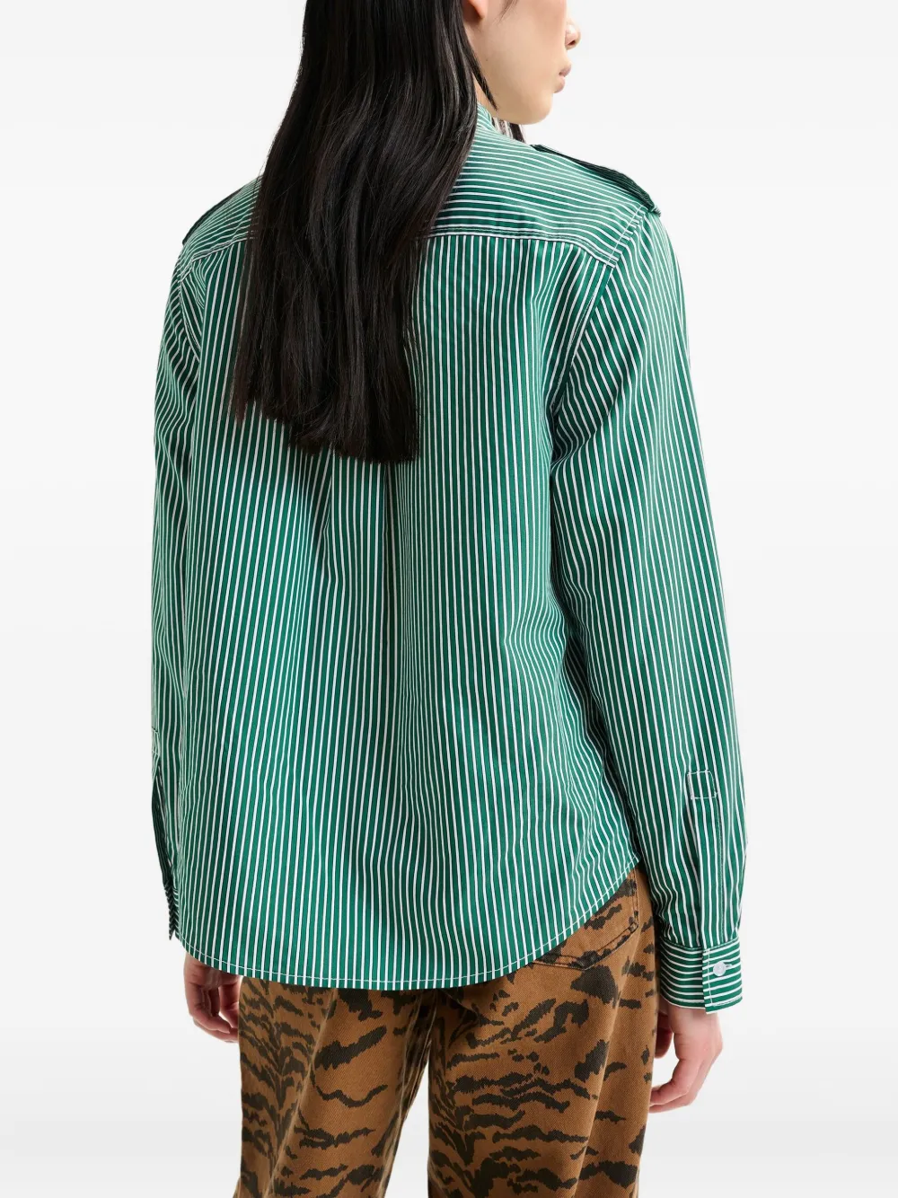 Essentiel Antwerp Striped-pattern Shirt In Green