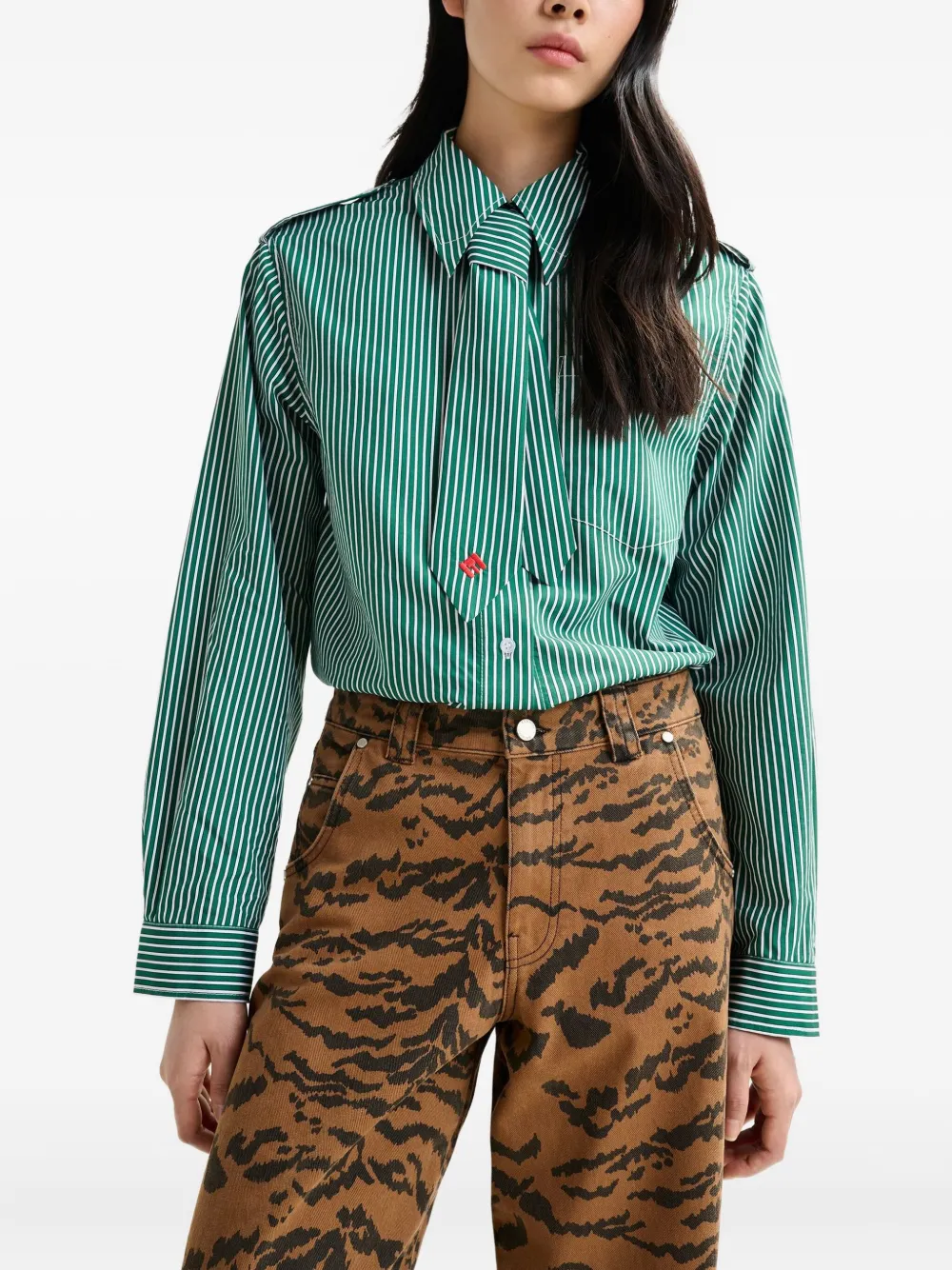 Essentiel Antwerp Striped-pattern Shirt In Green