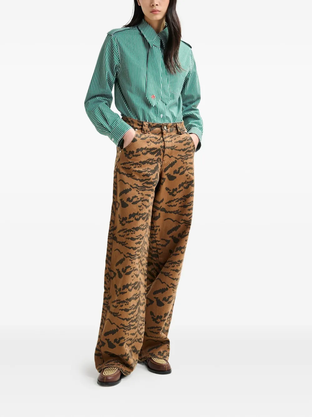 Essentiel Antwerp striped-pattern shirt - Groen