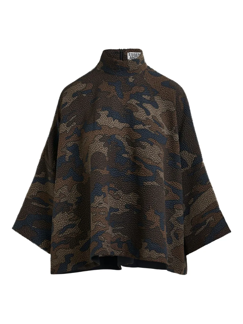 Essentiel Antwerp camouflage-pattern high-neck blouse | Brown | Image 1